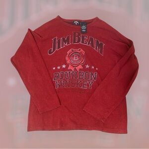 Jim Beam Red Mesh Graphic Pullover Long Sleeve T-Shirt Size XL